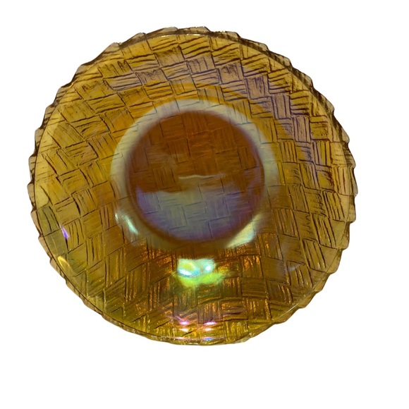Vintage Indiana Glass Marigold Carnival Glass Basket Weave Pattern 9" Bowl - Picture 3 of 5